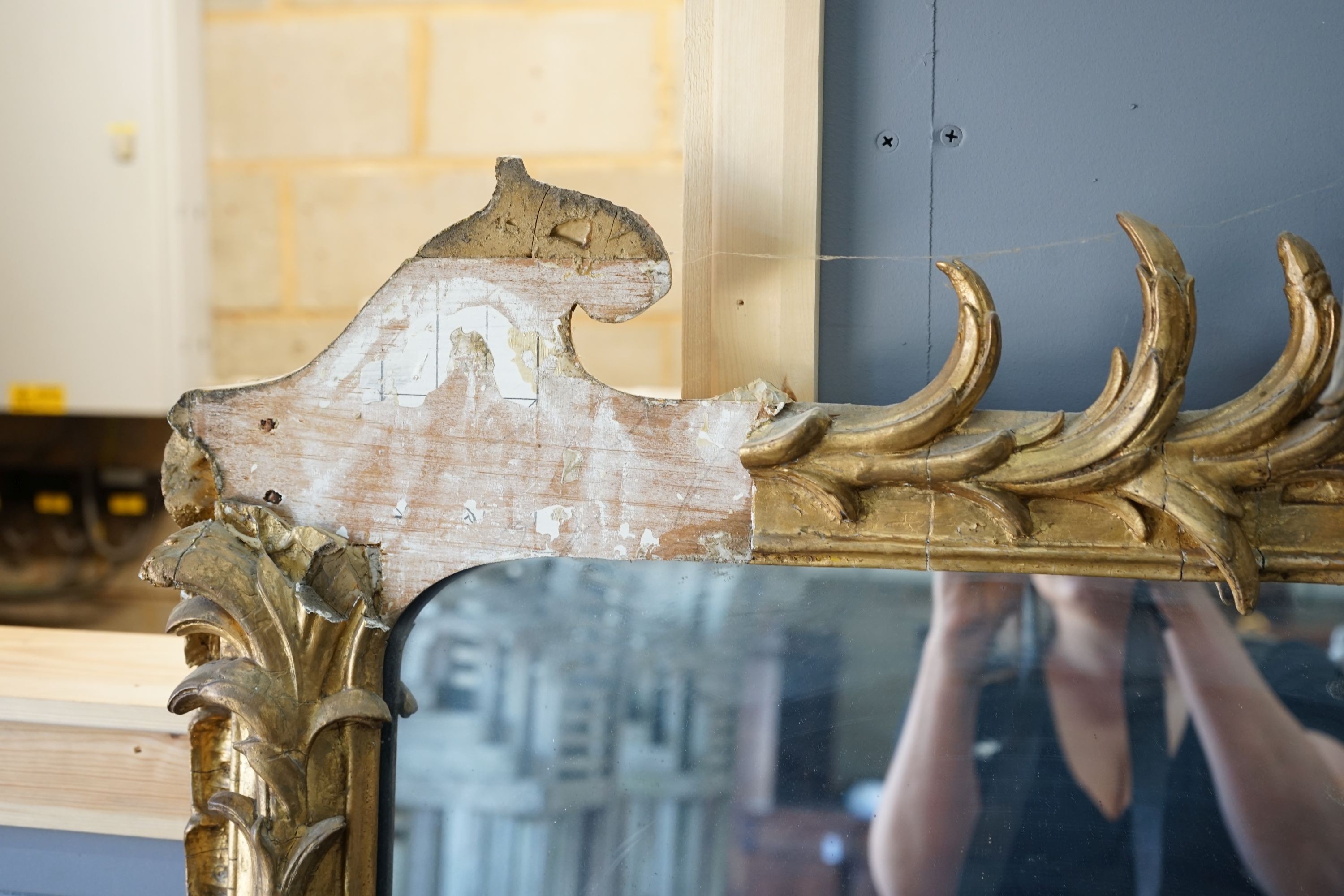 A Victorian giltwood and gesso overmantel mirror, width 130cm, height 168cm
